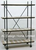 4 Tier Antique Vintage Decorative Wooden/Metal Shelf Rack Display