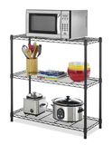 Black Coated Finish 3 Tier Light Duty Metal Wire Kitchen Garage Storage Organizer Rack