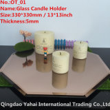 5mm Octagon Brown Glass Mirror Candle Holder