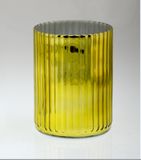 Cylindrical Golden Candle Holder with Vertical L Flute