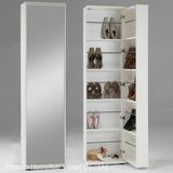 White Wooden Shoe Storage Cabinet with Mirror (HF-EY08193)