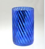 High Cylindrical Blue Candle Holder