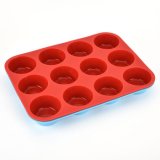12 Round Cup Non-Stick Silicone Baking Mold for Cupcakes, Muffins and Mini Cakes