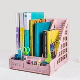 DIY Wooden File Box with 3 Columns Document Tray