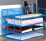 2017 Office Stackable Metal Mesh File Tray Desk Document Holder