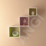 Rounded Edge Checker Shape Wall Wooden Shelf