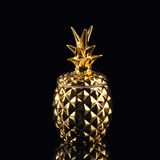 Golden Electroplating Pineapple Shaped Ceramic Candle Holder with Lid