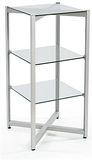 Tiered Shelving Displays with 3 Height Adjustable Glass Shelves Silver