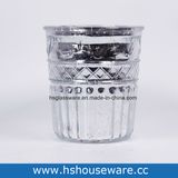 Flower Design Slivery Glass Candle Holder