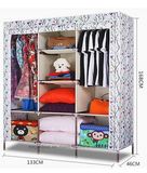 Modern Simple Wardrobe Household Fabric Folding Cloth Ward Storage Assembly King Size Reinforcement Combination Simple Wardrobe (FW-59C)
