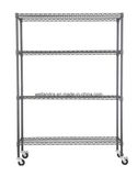 Rolling 4 Tiers Sturdy Heavy Duty 500lbs NSF Black Steel Wire Display Storage Shelf Rack