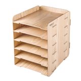 Desktop Stationery Wooden DIY 6 Layers File Rack