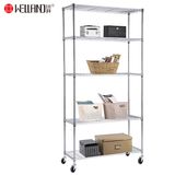 Adjustable 5 Tier Heavy Duty Chrome Steel Wire Shelving Rack Shelf Cart 900X350