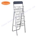 8 Pockets Retail Free Standing Wire Mesh Metal Magazine Brochure Holder Floor Stand Rack