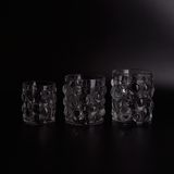 Transparent Thick Glass Candle Holders Set with Nailed Pattern