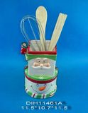 Hand-Painted Ceramic Santa Utensil Holder