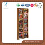 6 Tiered 12-Pocket Wood Literature Holder for Wall Mount Use