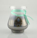Glass Candle Holder with Green Ribbon