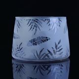 Trapezoidal Clear Glass Candle Vessels with Sandblasted Laser Logo