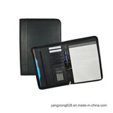 Handmade Zipper A4 PU Leather Folder Porfolio with Calculater Briefcase