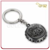 Antique Nickel Plated Metal Bottle Opener Keyring