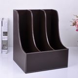 Elegant Brown Shape File Storage Box Holder with 3 Dividers