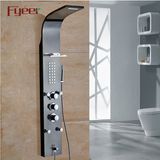 Fyeer Modern Wall Column Stainless Steel Thermostatic Shower Panel with Metal Shelf