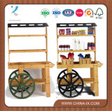 Wooden Vendor Cart with 3 Shelves