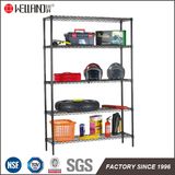 Powder Coating Black 5 Tiers Adjustable Metal Garage Wire Storage Shelving Rack