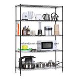 Black Powcder Coated Metal Wire Shelving 5 Tier Adjustable Utensil Storage Kitchen Rack