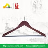 Mens Coat Wooden Hanger with Black Tube Coated Bar (AHWMH103-Walnut)