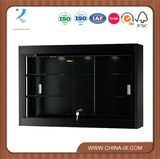 Wall Mounted Display Case Sliding Doors Glass Shelves