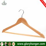 A Grade Wholesale Top Wooden Clothes Hanger for Man Garment Furniture Hanger with Bar (GLWH003)