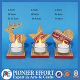 Wooden Deer Star and Heart Shaped Design for Christmas Candle Holder