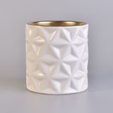 Matte White Glazing Exterior Gold Interior Ceramic Candle Holders