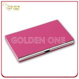 Stainless Steel Cover Pink Leather Business Name Card Case