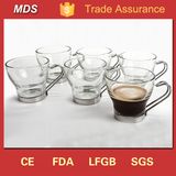 Glass Tea Coffee Cup with Stainless Steel Handle and Metal Holder