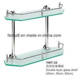 Double Layer Stainless Steel Bathroom Glass Shelf Rack (YMT-32)