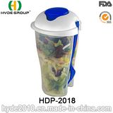 Wholesale Plastic Salad Container Shaker Cup with Fork (HDP-2018)