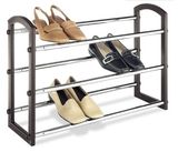 Wood Chrome, Expandable Shoe Rack-Natural, Expandable