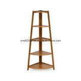 5-Tiers Corner Ladder Wood Display Rack with Ce