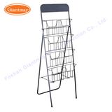 20 Pockets Collapsible Metal Flooring Iron Wire Newspaper Magazine Books Display Shelf Rack