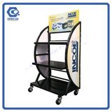 Pratical Floor-Standing Removable Metal Car Battery Display Rack with Wheels