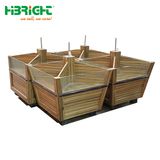 Supermarket Heavy Duty Wood Material Food Display Shelves Grains Rice Storage Shelf Vegetable Fruit Display Rack