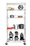 Chrome Metal Restaurant Kitchen Wire Storage Shelving Rack with Wheels