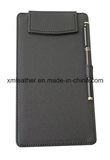 Embossed Imitation Leather Desktop Profile Clip Pad