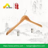 Bamboo Hanger with Metal Hook and Clips for Men