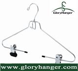 Chrome Plated Metal Hanger with Clips for Suit Display