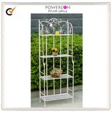 Beautiful Unique Design Wrought Iron 4-Tier Antique White Display Shelf