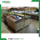 Movable Wood Fruit Vegetable Display Rack for Market